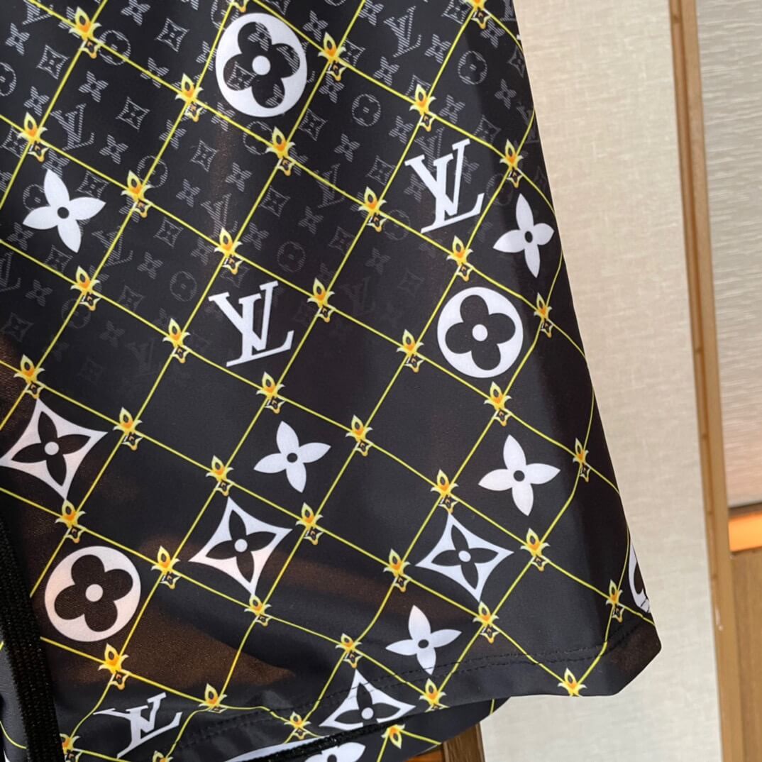 Black All-Over Print Swim Trunks