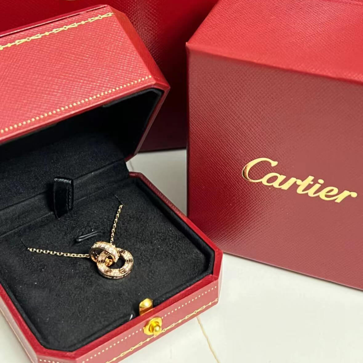 Double Circle Full Diamond Necklace