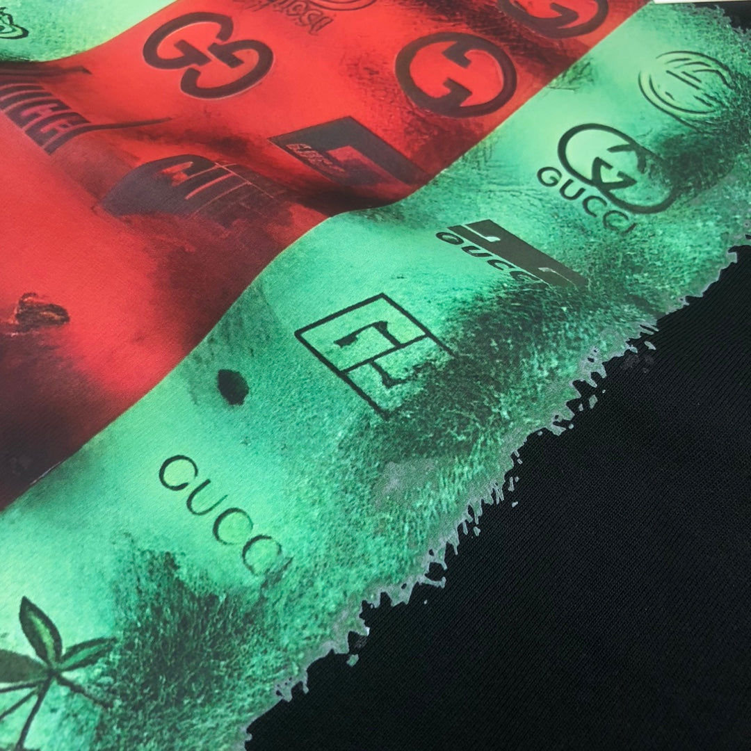 T-shirt imprimé patchwork rouge et vert