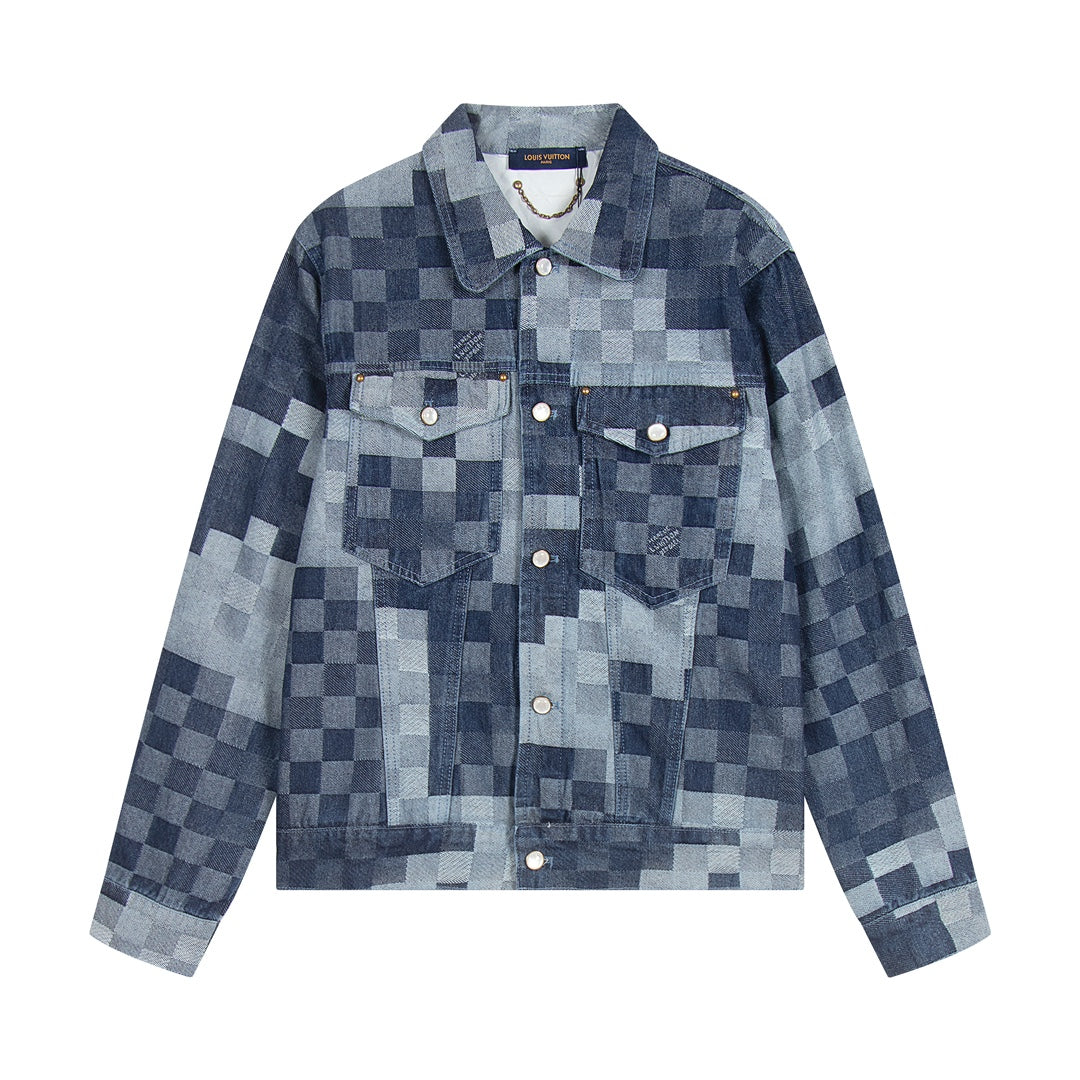 Veste en jean à carreaux