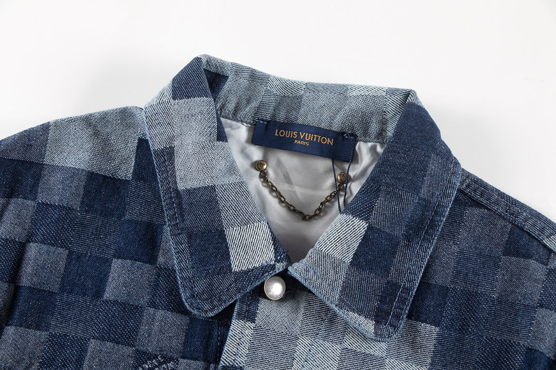 Veste en jean à carreaux