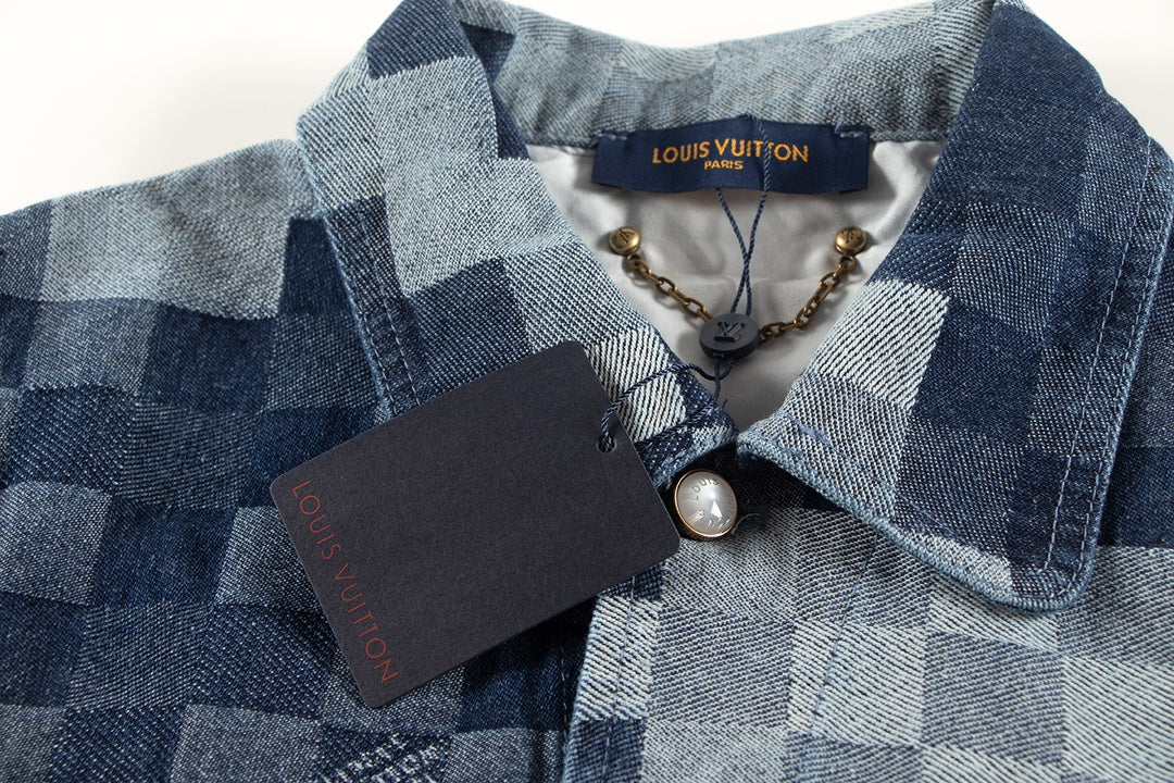 Veste en jean à carreaux