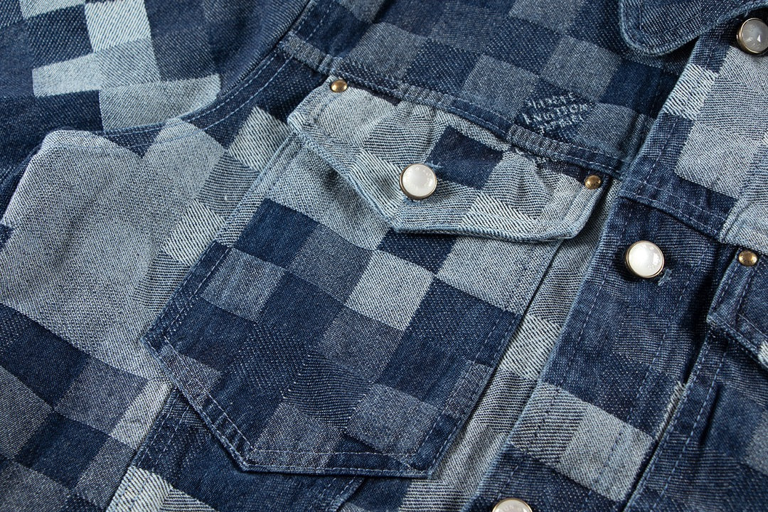 Veste en jean à carreaux