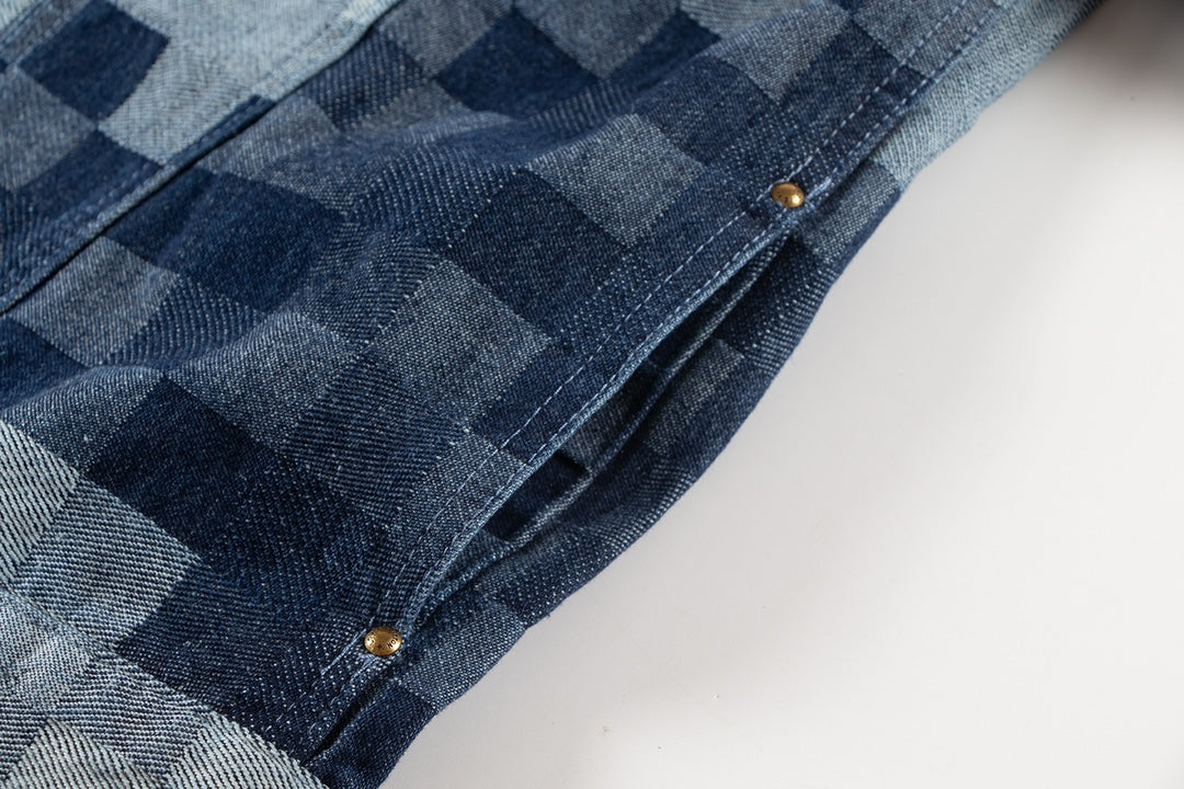 Veste en jean à carreaux