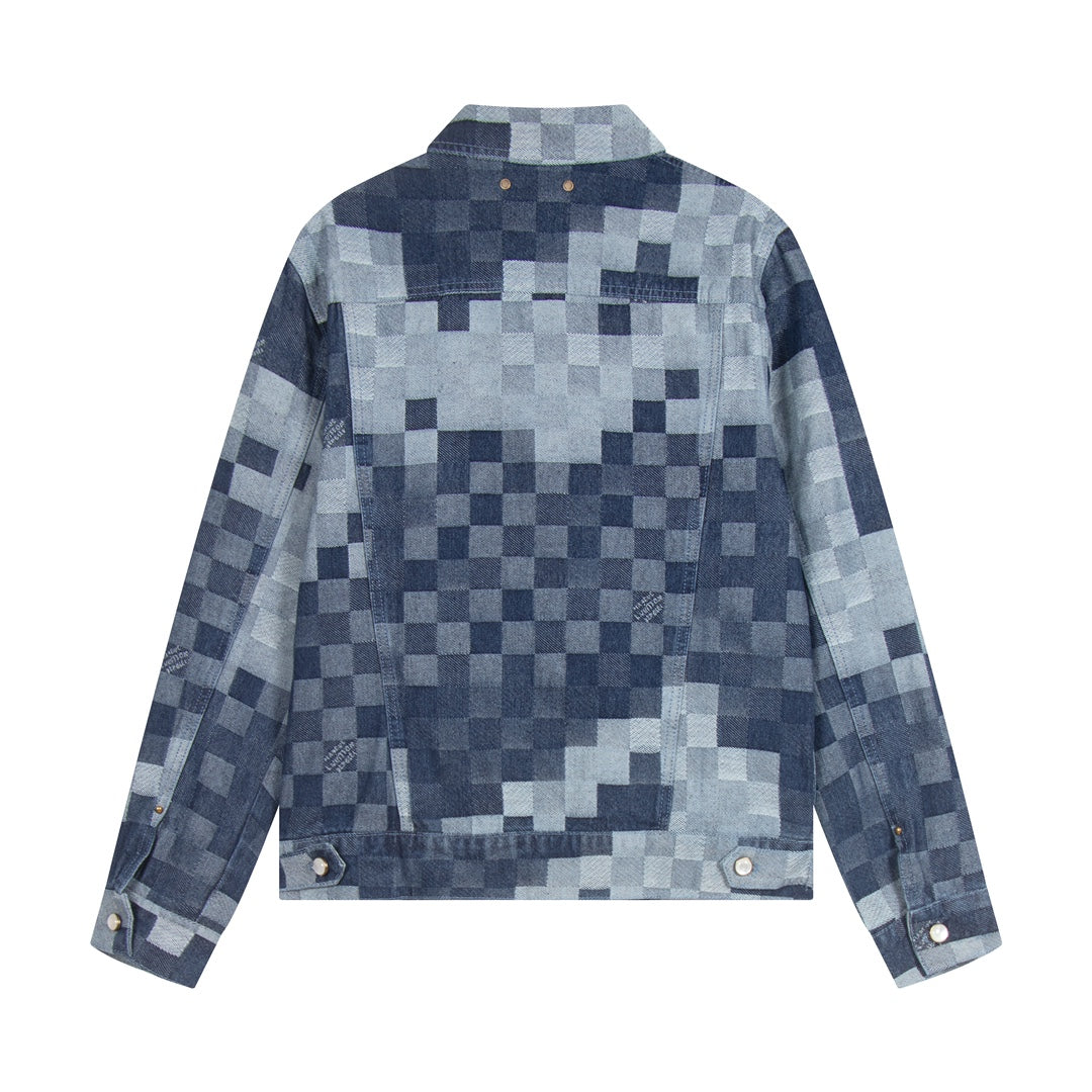 Veste en jean à carreaux