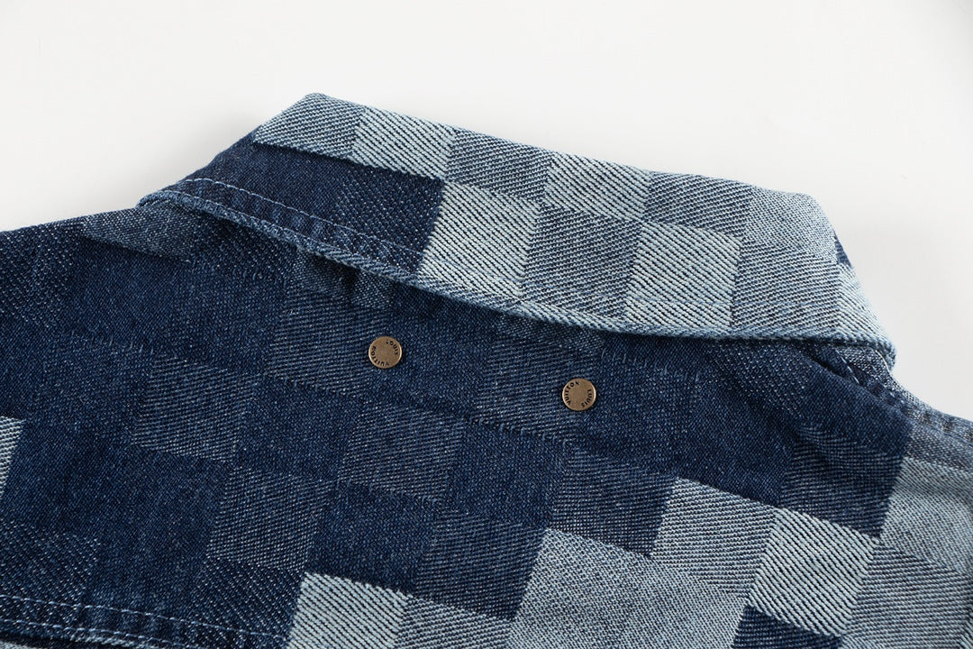 Veste en jean à carreaux