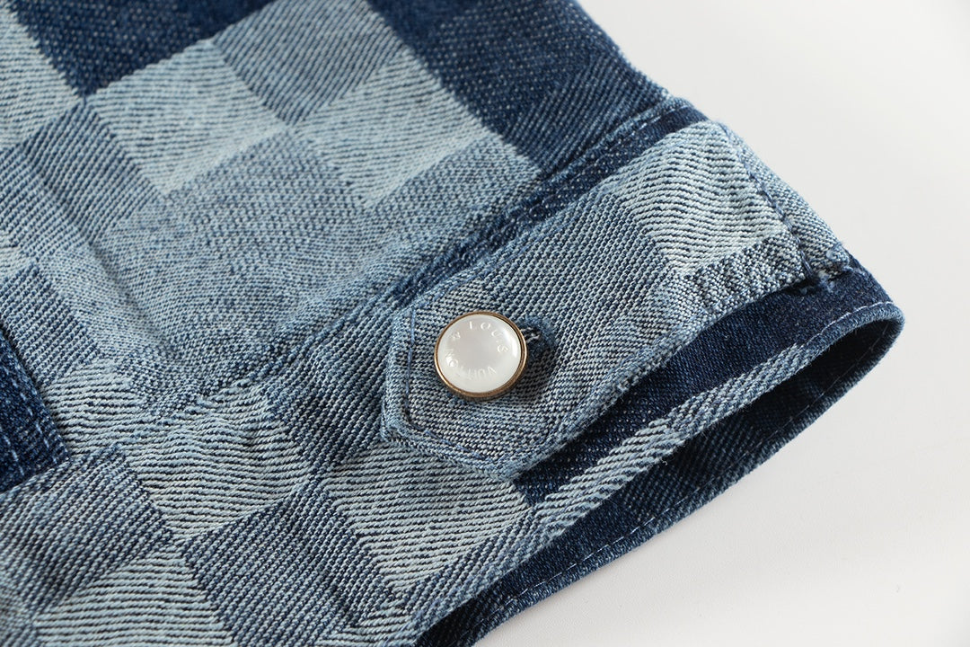Veste en jean à carreaux