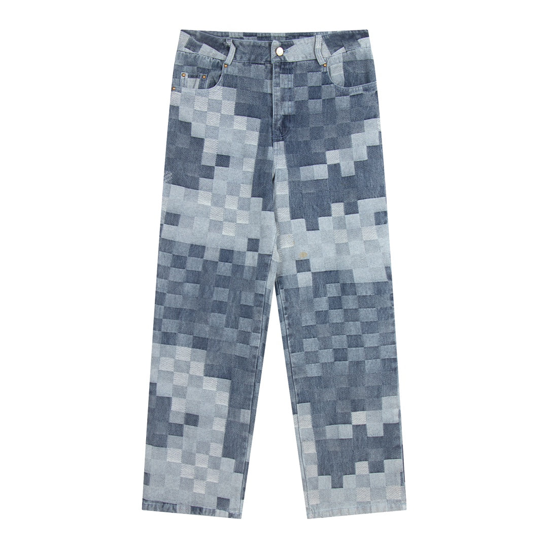 Pantalon en jean à carreaux