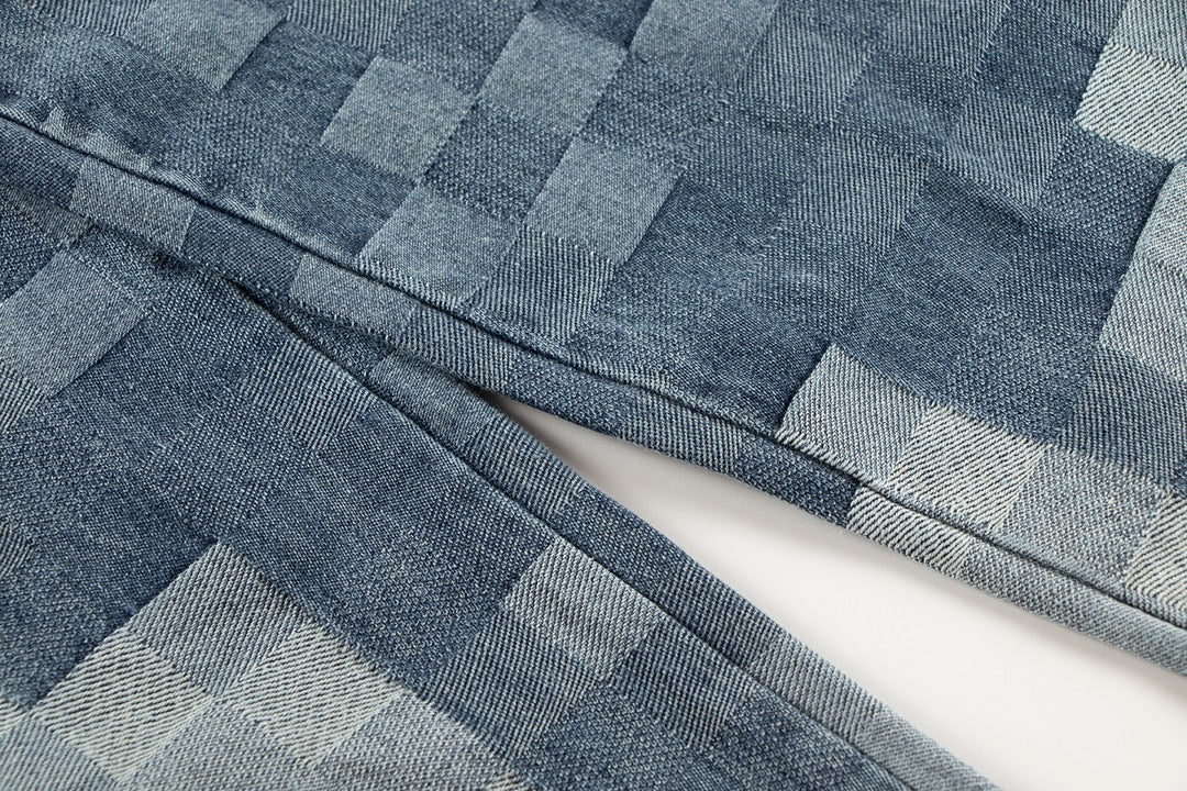 Pantalon en jean à carreaux