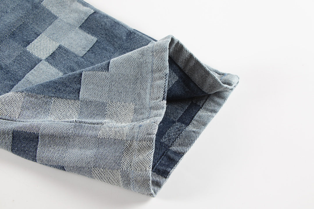 Pantalon en jean à carreaux