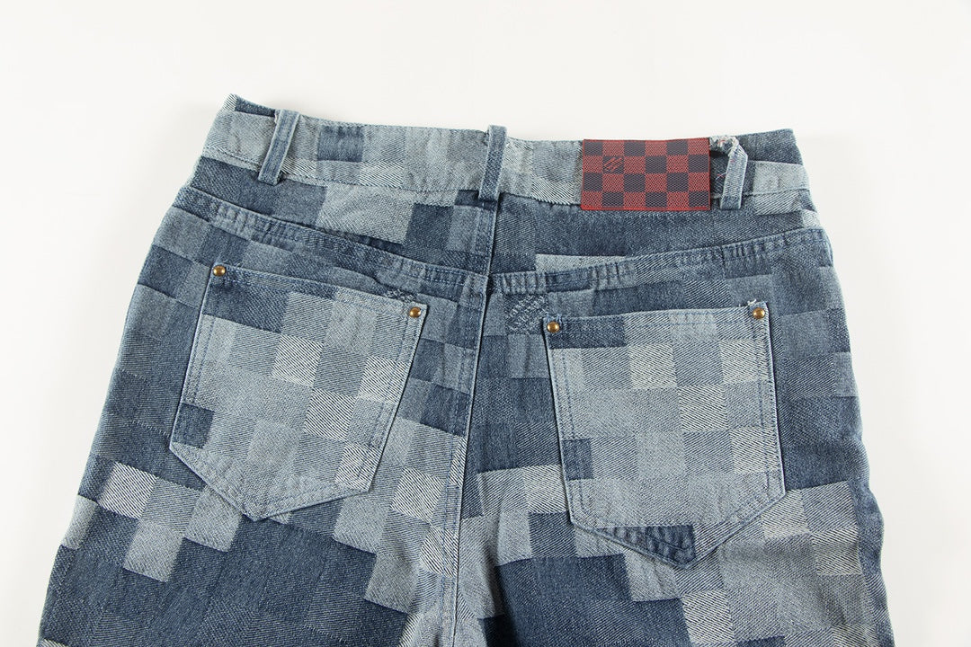 Pantalon en jean à carreaux