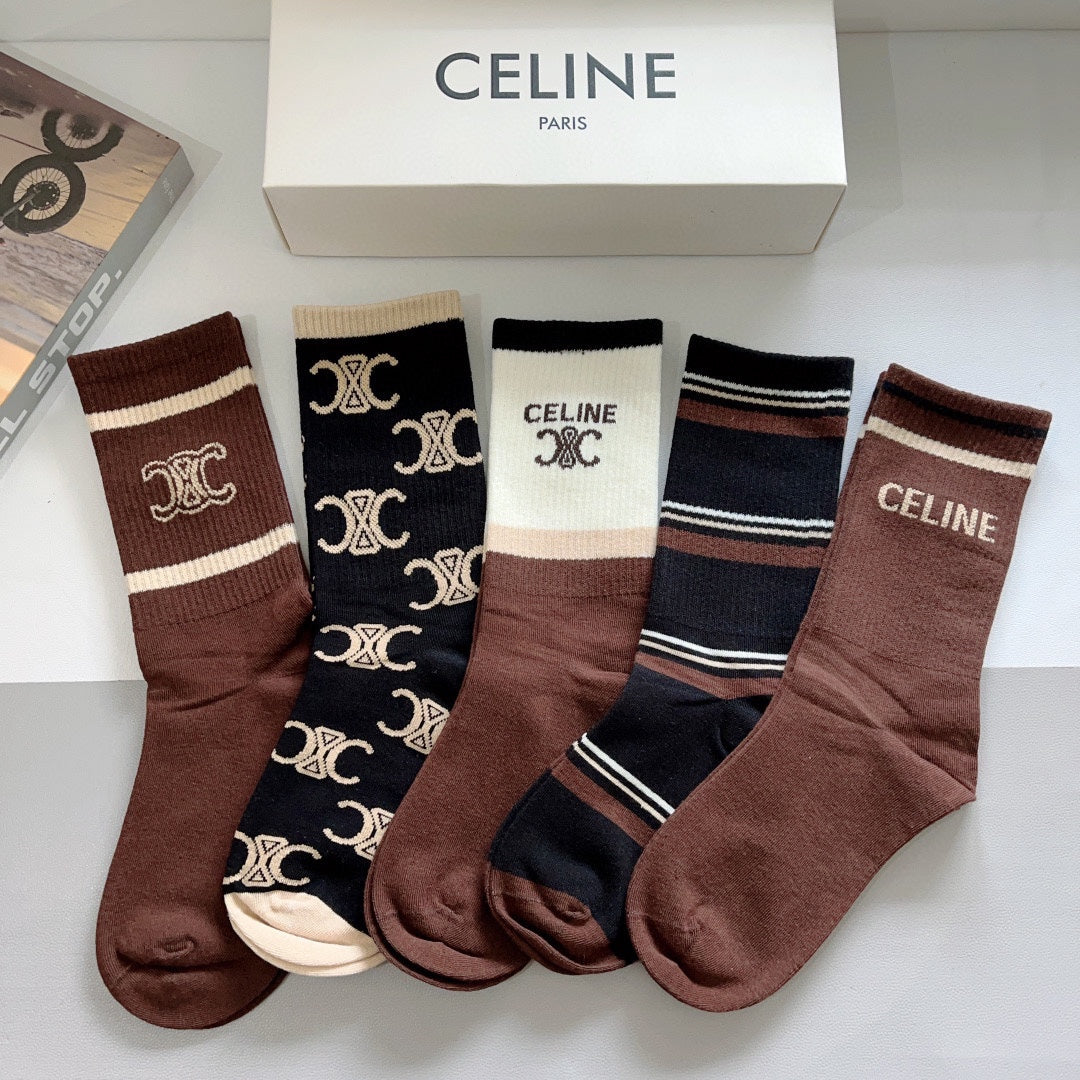 Chaussettes marron à motif classique