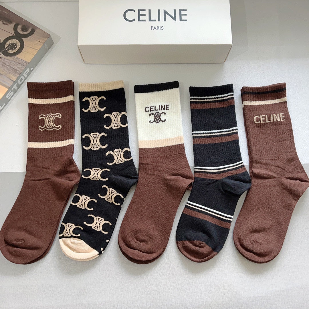 Chaussettes marron à motif classique