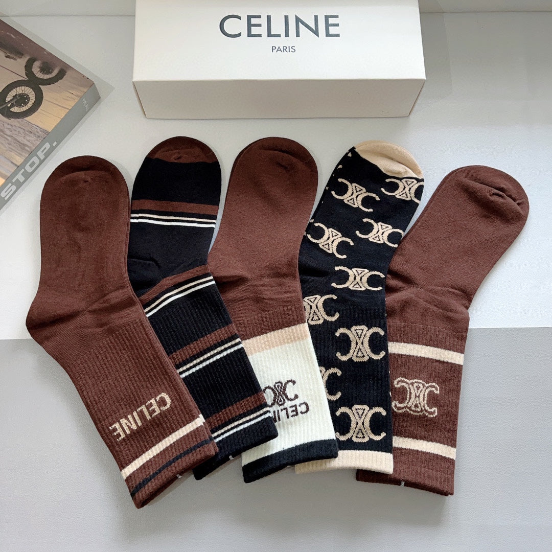 Chaussettes marron à motif classique