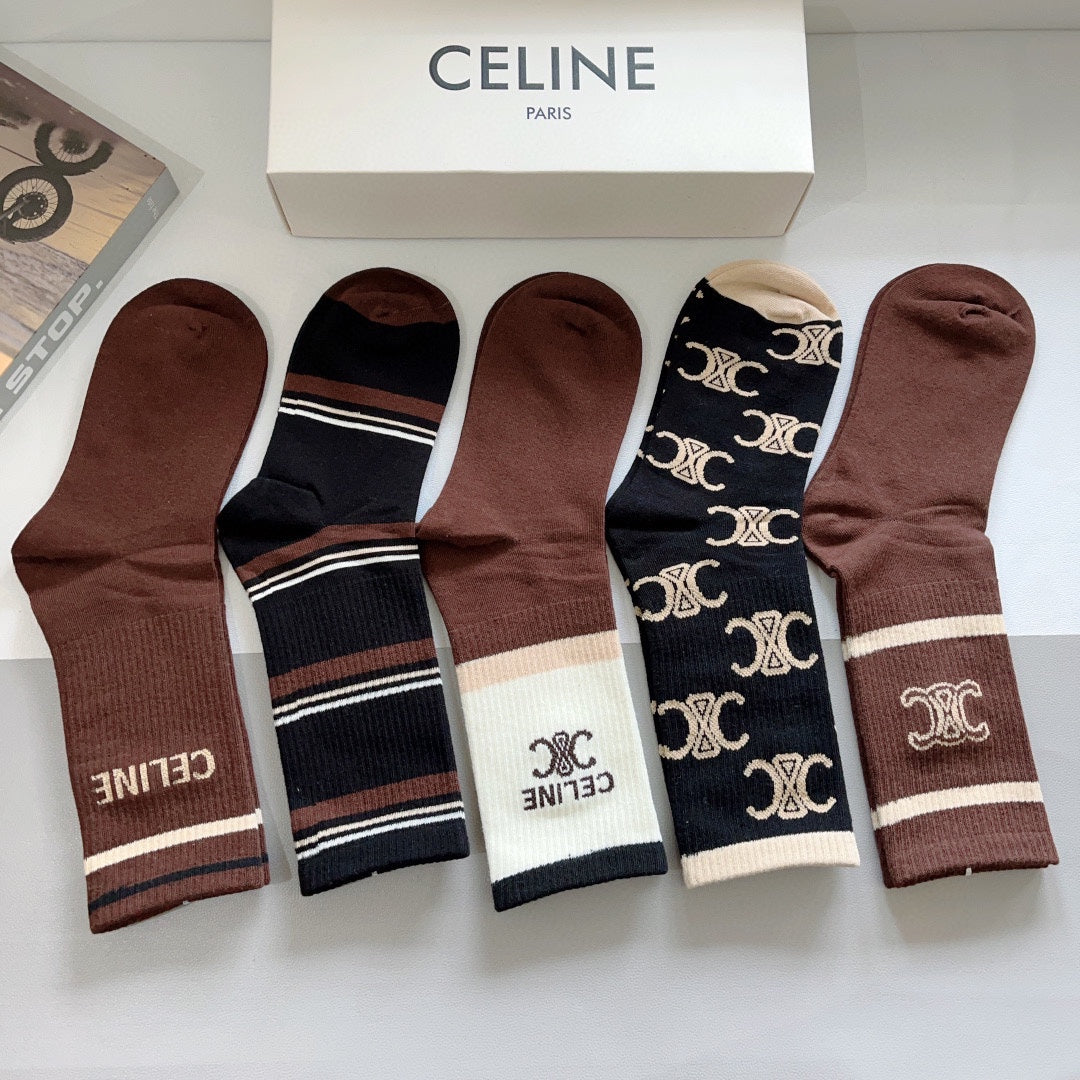Chaussettes marron à motif classique