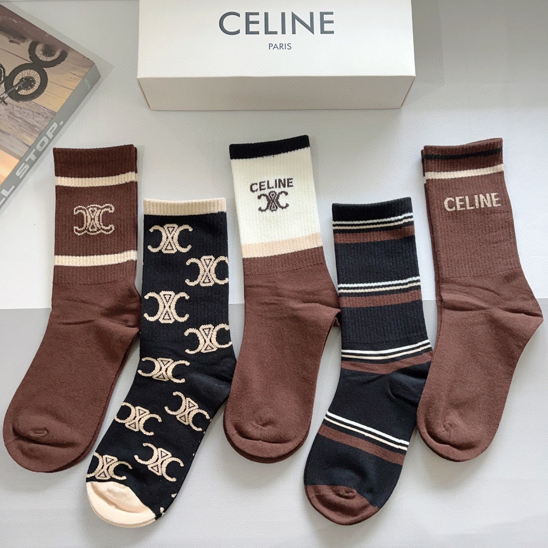 Chaussettes marron à motif classique