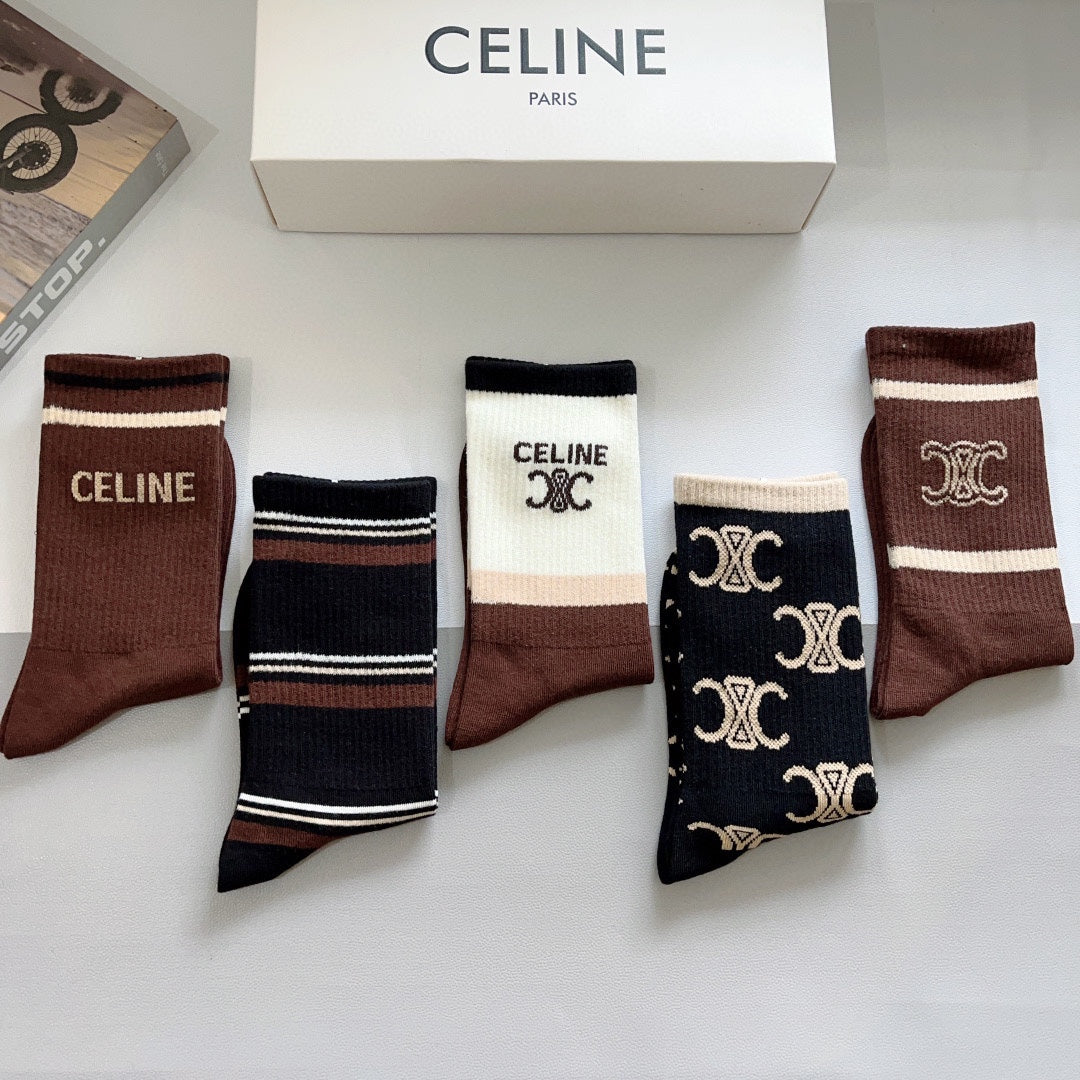 Chaussettes marron à motif classique