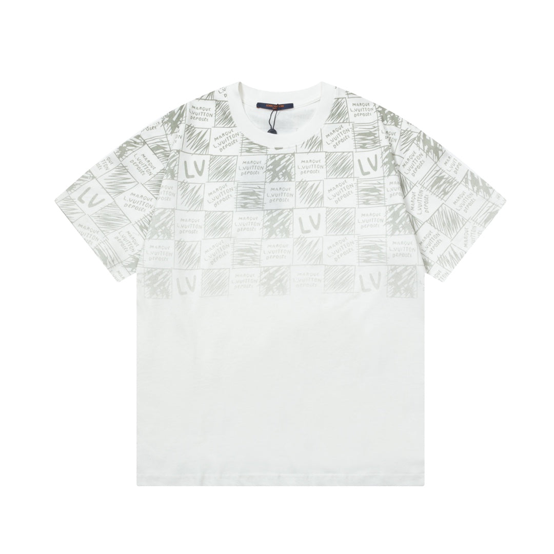 T-shirt imprimé lettres en damier
