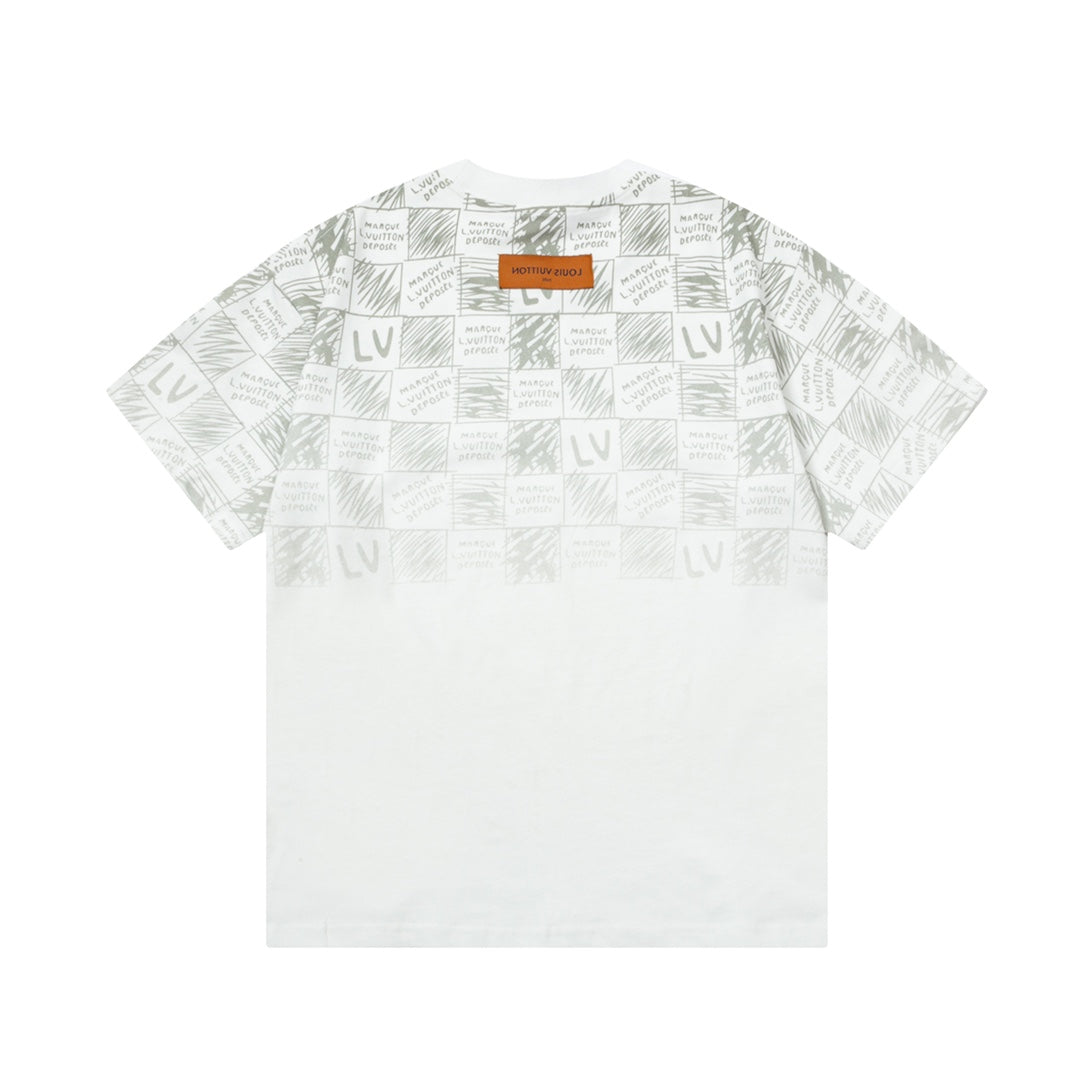 T-shirt imprimé lettres en damier