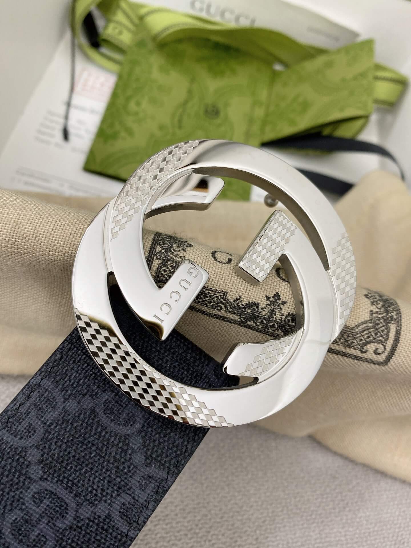 Trendy Monogram Webbing Belt with Metal Buckle