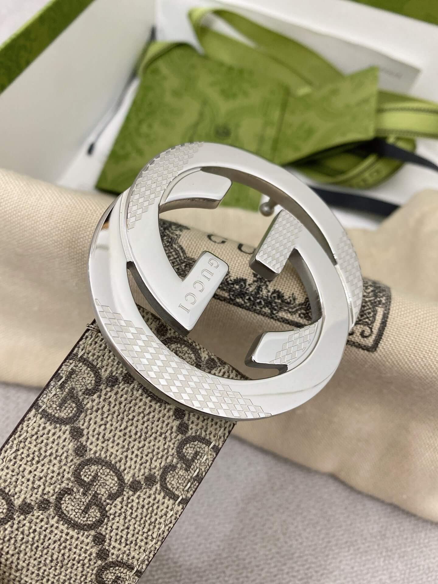 Trendy Monogram Webbing Belt with Metal Buckle