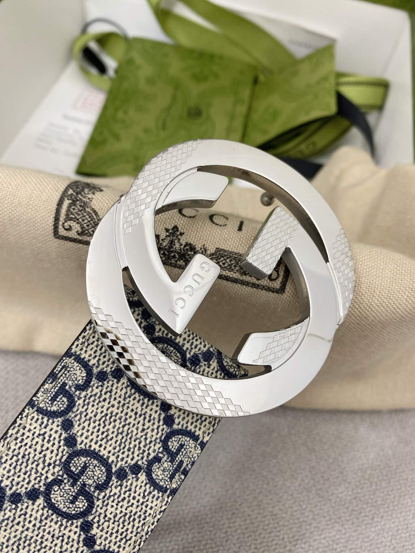 Trendy Monogram Webbing Belt with Metal Buckle