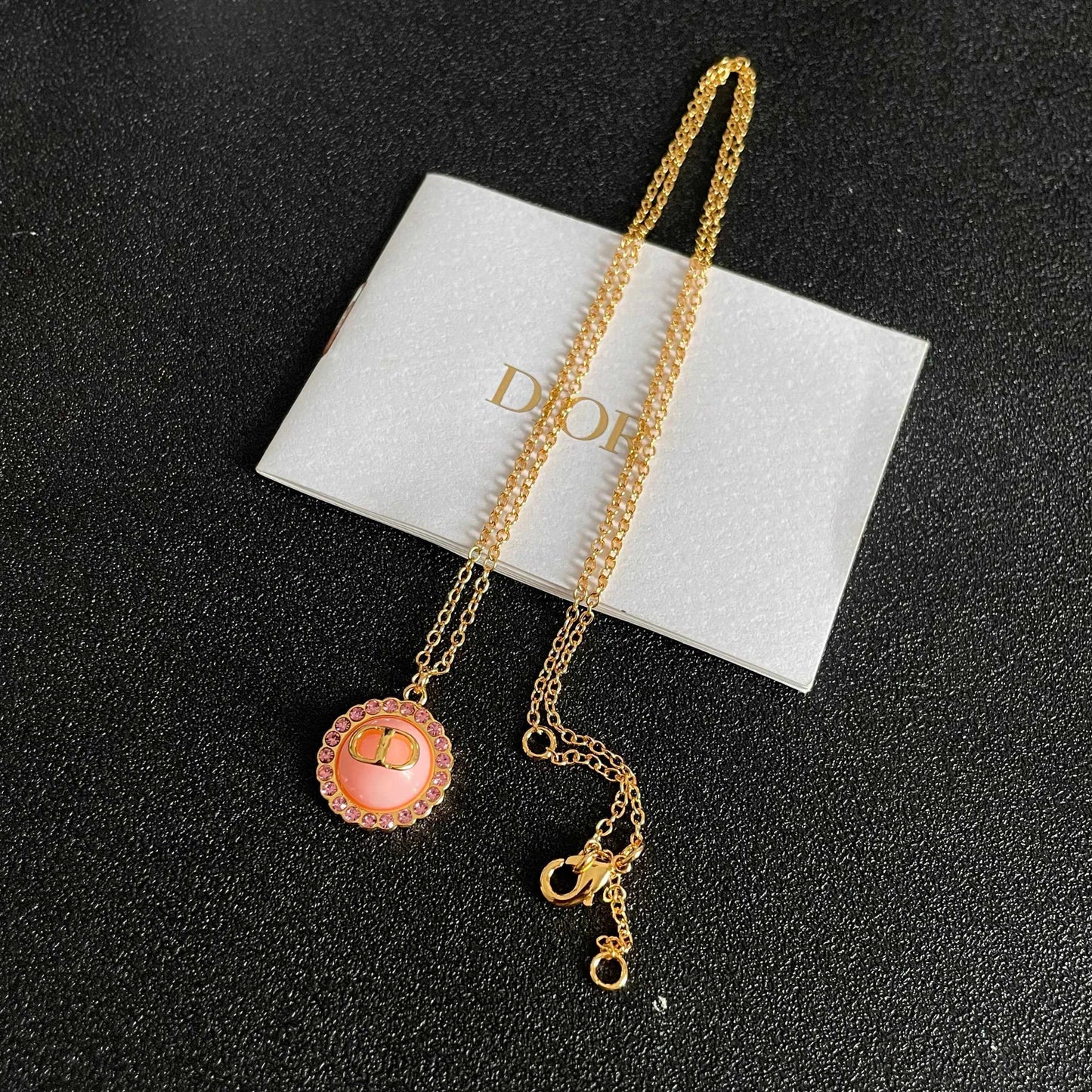 Classic Pink Disc Pendant Necklace
