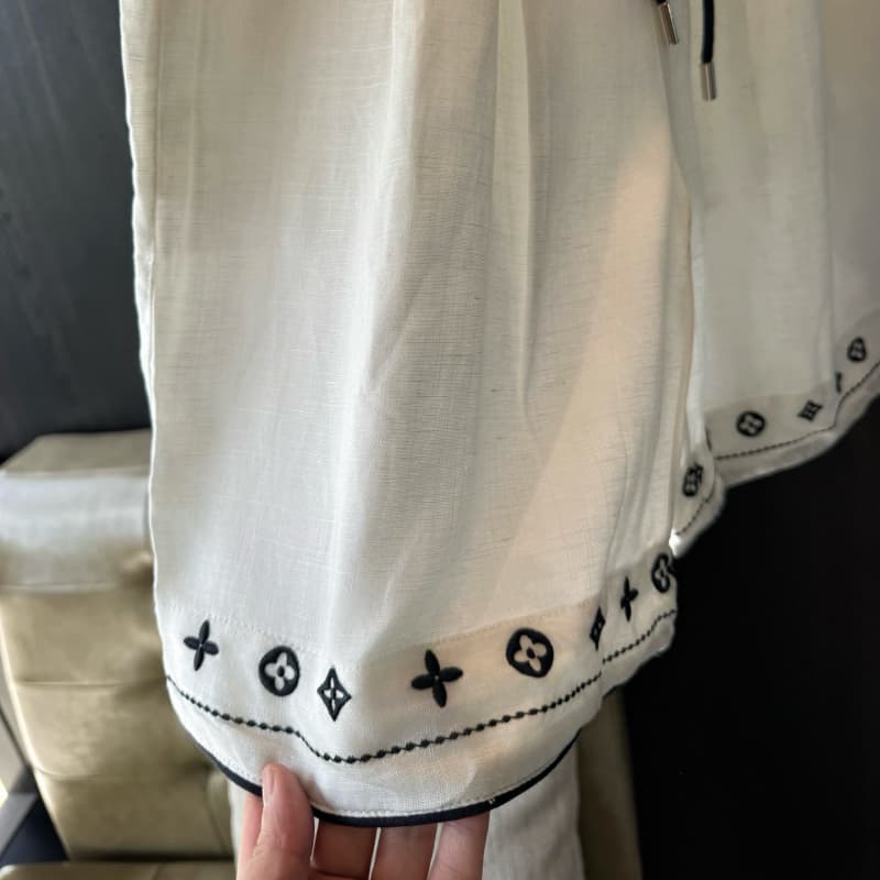 3D Letter Embroidery White T-Shirt & Shorts Set