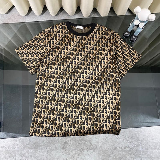 2025 New Brown Jacquard All-Over Print T-shirt