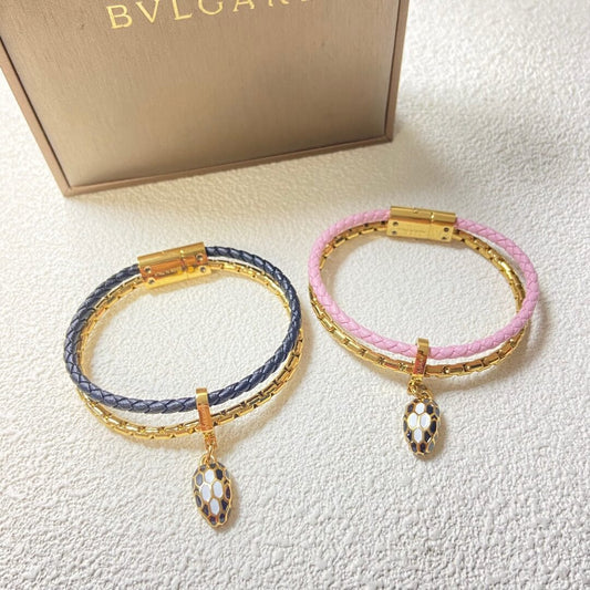 Trendy Snakehead Genuine Leather Braided Bracelet