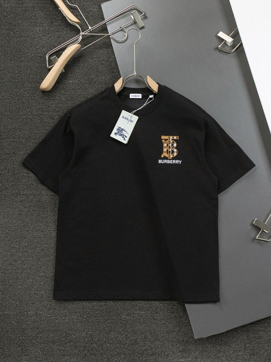 T-shirt brodé à rayures marron