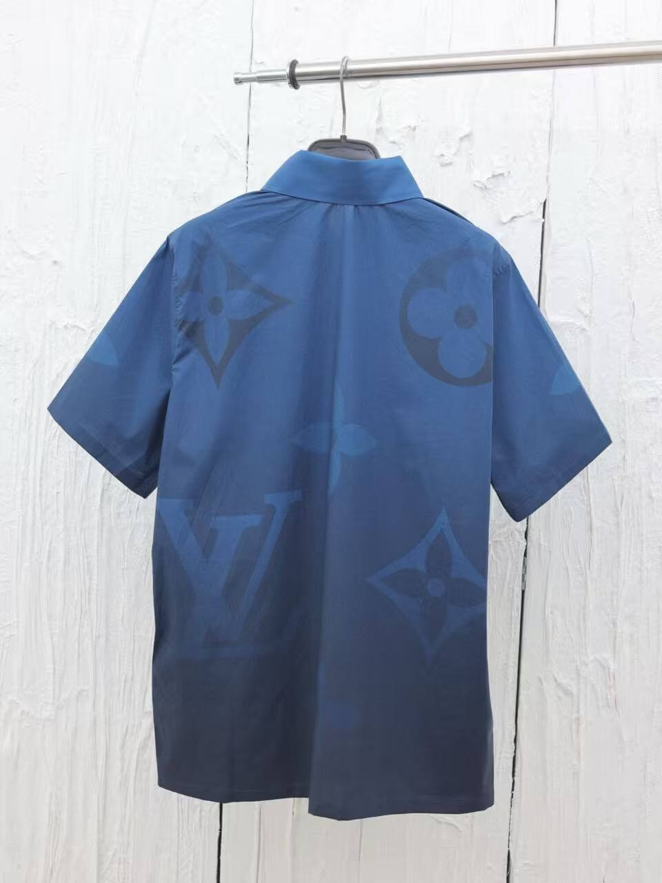 Blue Button-Up Short Sleeve T-Shirt