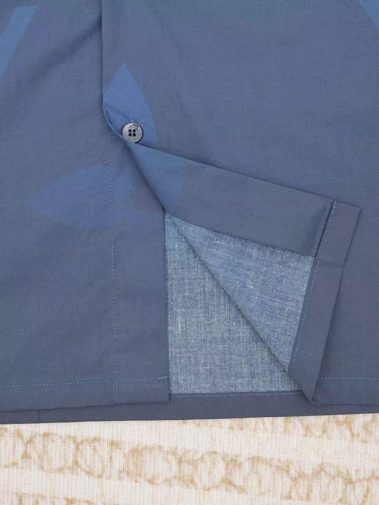 Blue Button-Up Short Sleeve T-Shirt