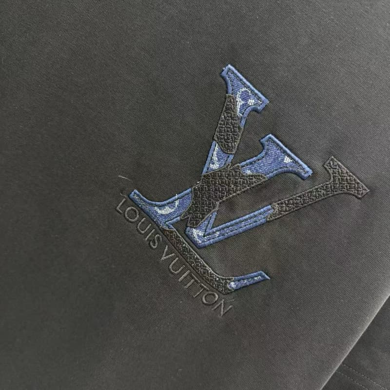 2025 Denim Patch Colorblock Embroidered T-Shirt