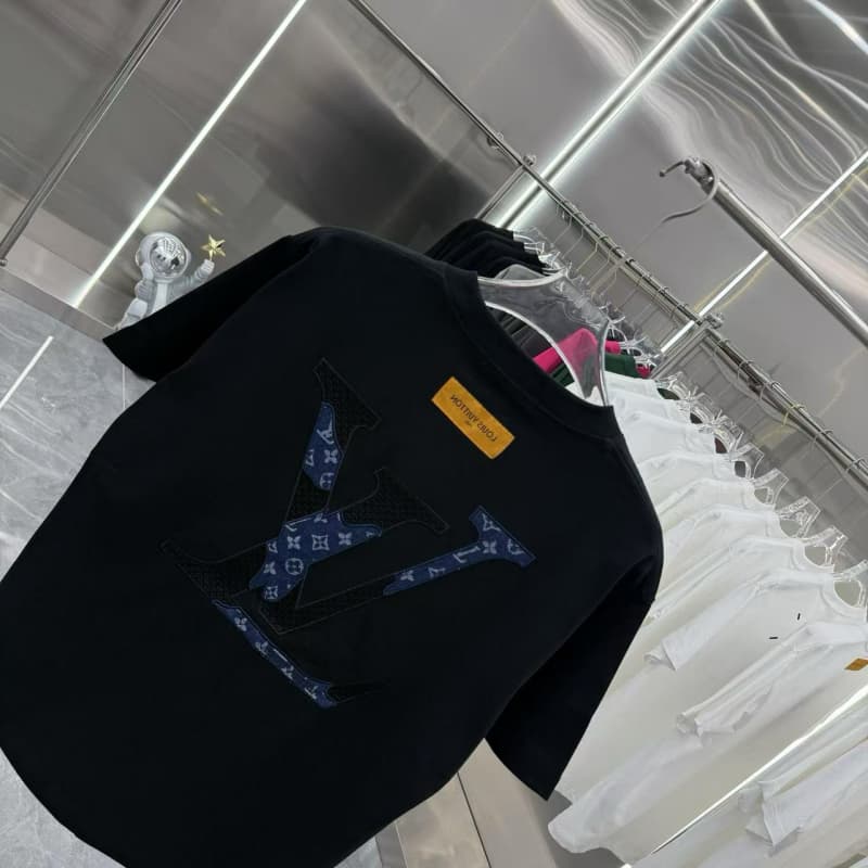 2025 Denim Patch Colorblock Embroidered T-Shirt