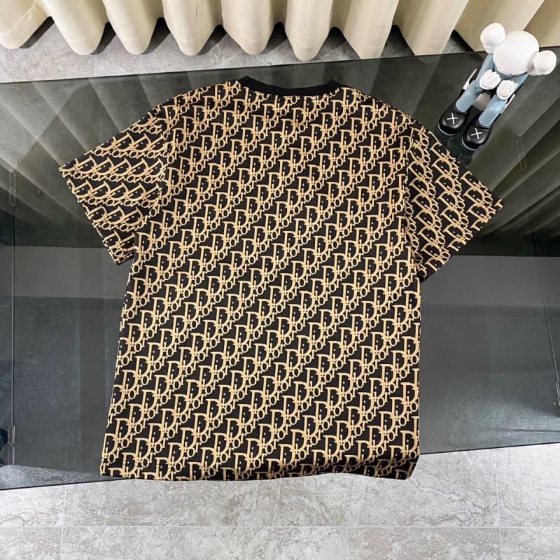2025 New Brown Jacquard All-Over Print T-shirt