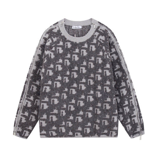 3D Jacquard Zippe Sweater
