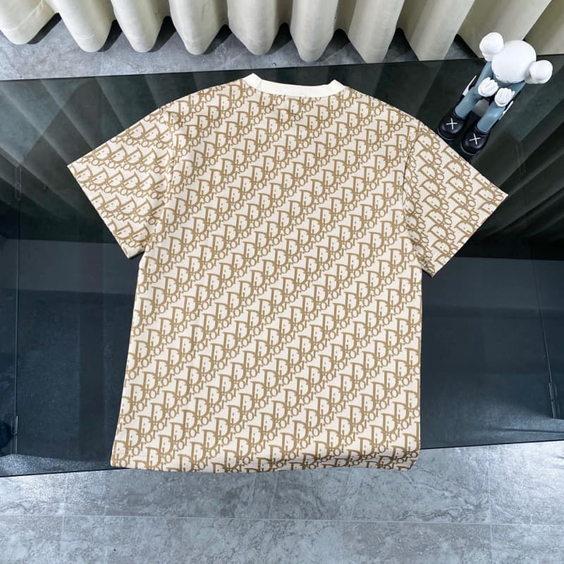 2025 New Beige Jacquard All-Over Print T-shirt