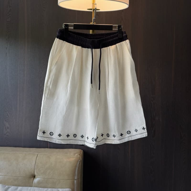 3D Letter Embroidery White T-Shirt & Shorts Set