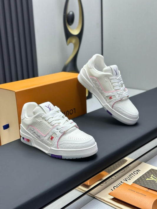 Pure White Pink-Striped Sneaker
