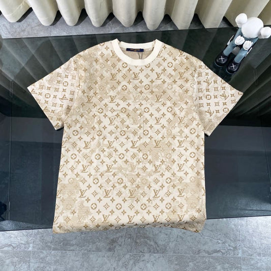 2025 New Classic Beige Jacquard T-shirt