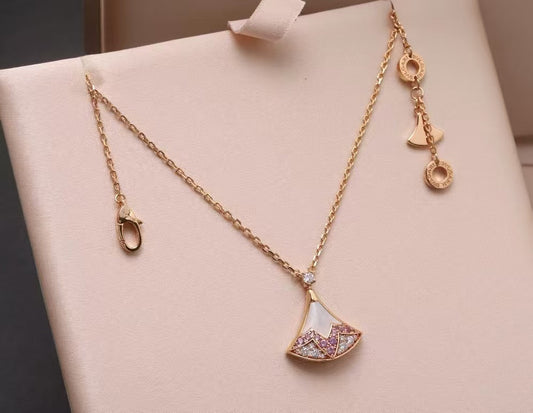 Colored Diamond Inlay Mother-of-Pearl Necklace
