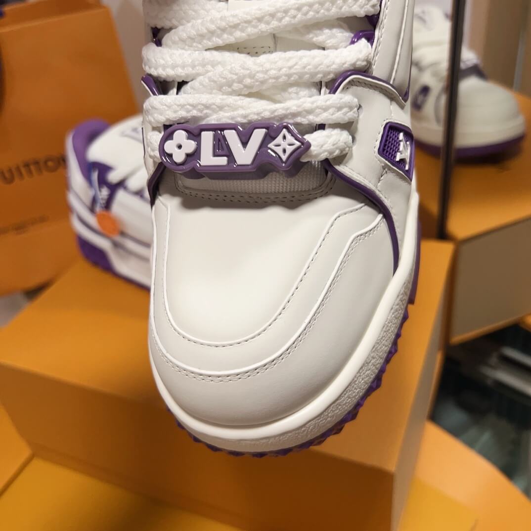 Trendy Purple Leather Sneakers