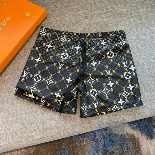 Black All-Over Print Swim Trunks