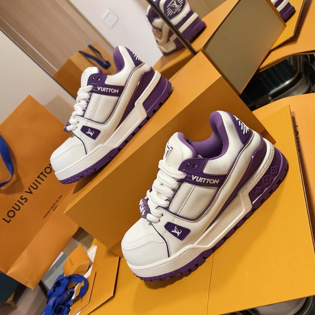 Trendy Purple Leather Sneakers