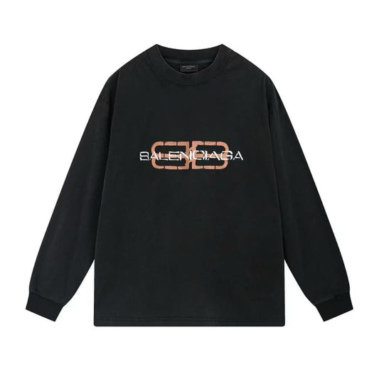 Vintage Double-B Letter Print Long Sleeve