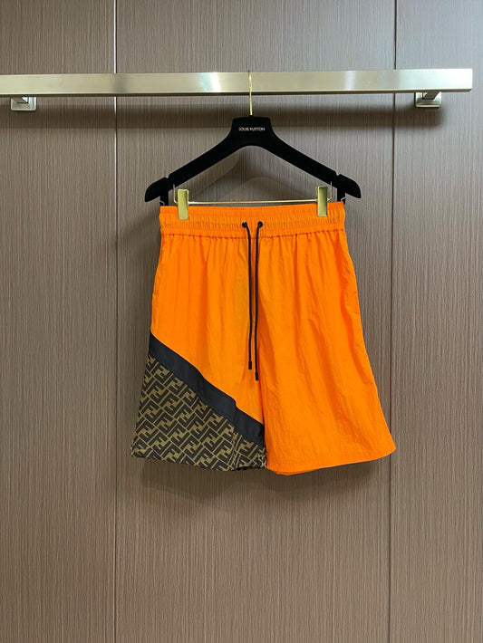 Orange Patchwork Swim Trunks