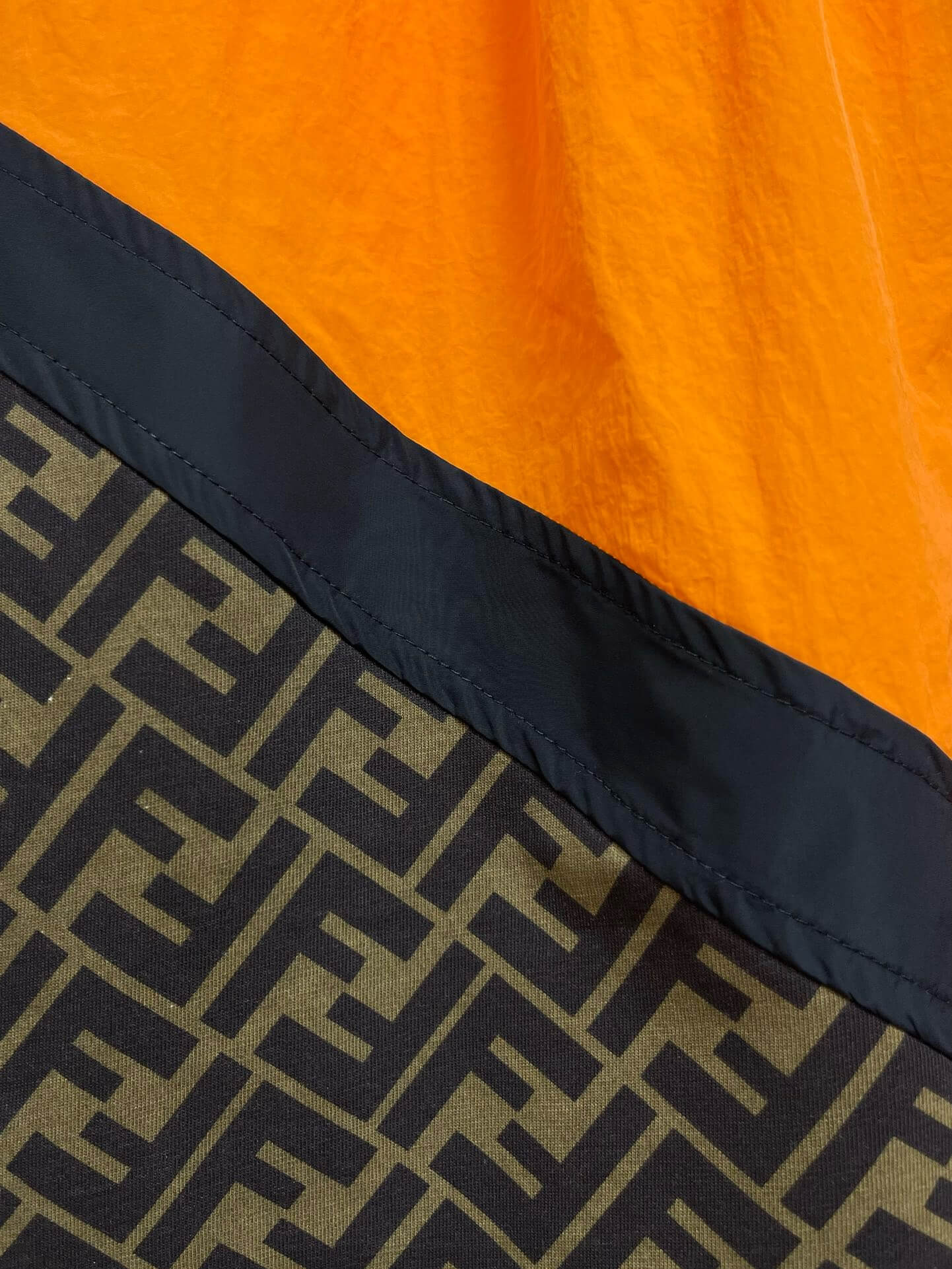 Orange Patchwork Swim Trunks