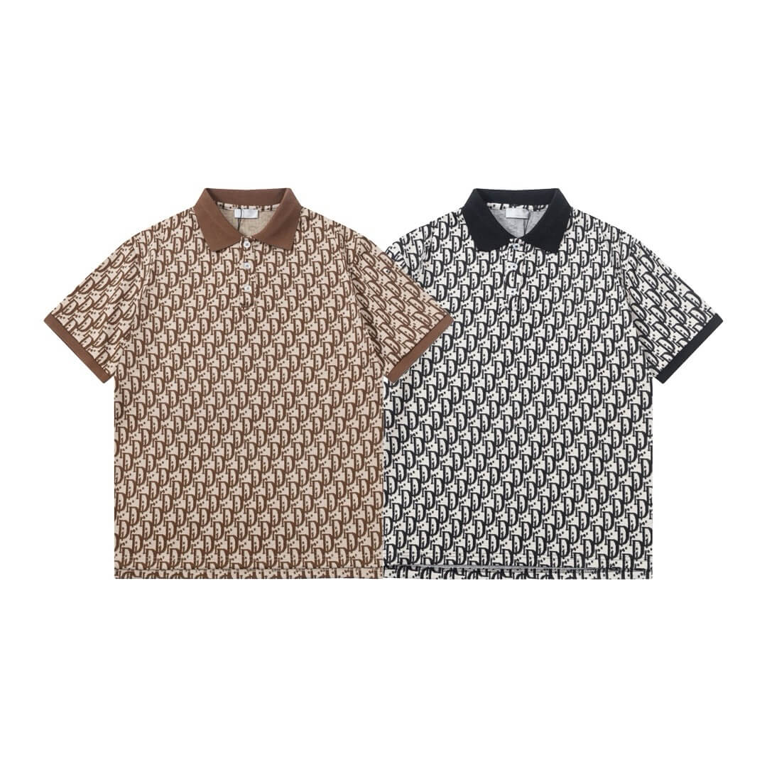 All-Over Jacquard Letter Polo Shirt