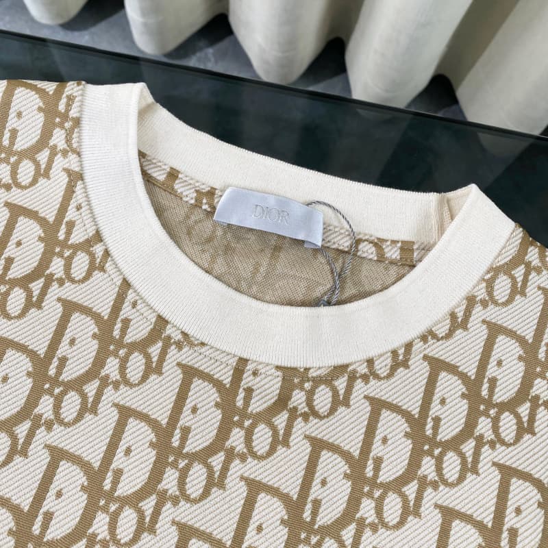 2025 New Beige Jacquard All-Over Print T-shirt